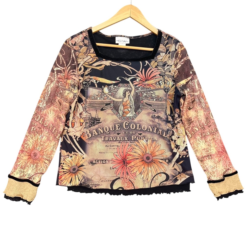 Graff Wear Banque Coloniale Graphic Art‎ Shirt Long Sleeve USA Made Small